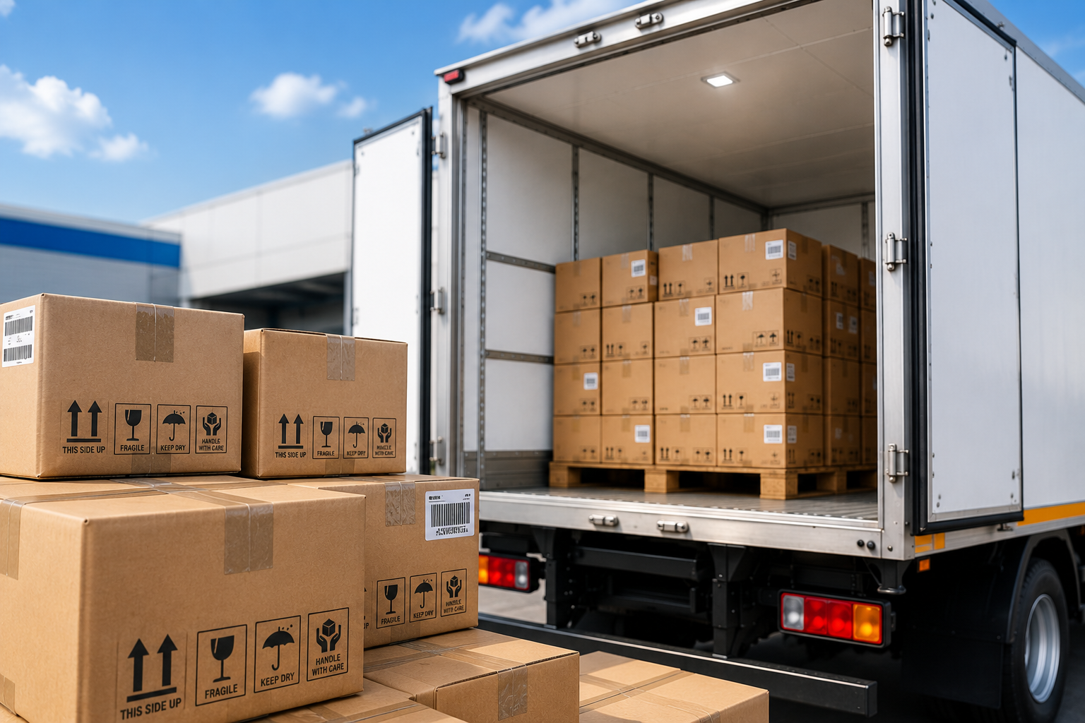 Dry freight truck transporting FMCG products using an insulated vehicle body for efficient logistics